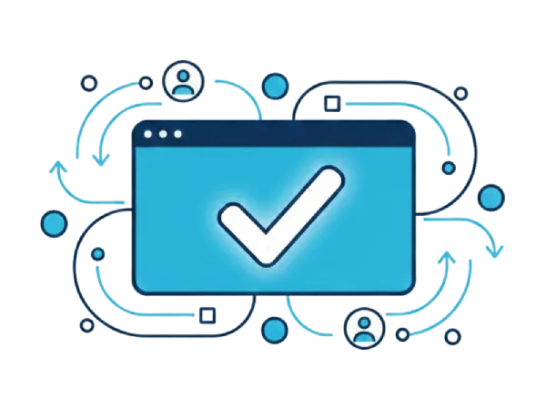 a website with a blue check